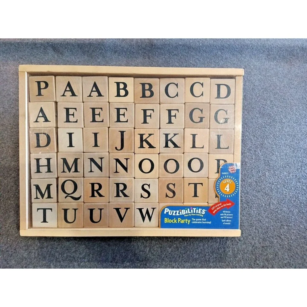Puzzibilities by Small World Toys All Wood Alphabet Blocks in Wood Case 2000